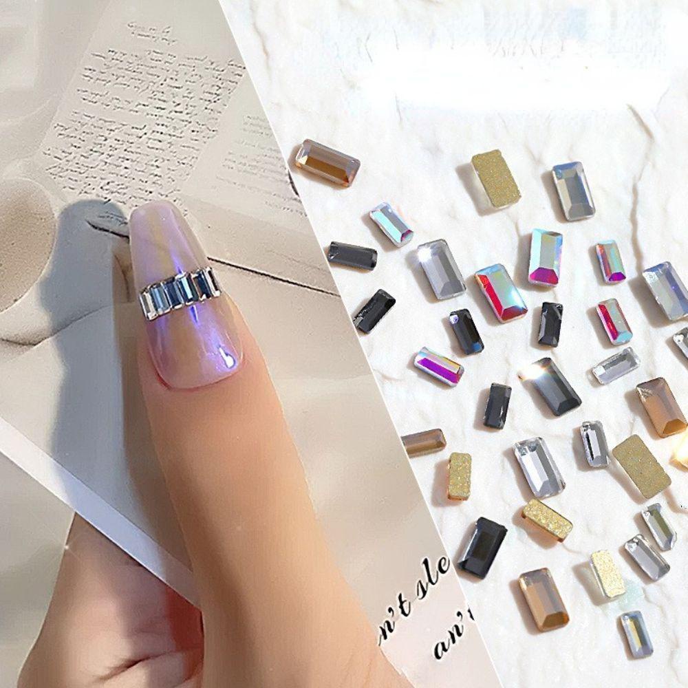 MXBEAUTY Nail Flat Bottom Charms 30pcs Flash Hiasan Kuku Berbentuk Bor Kuku Salon Manicure Aksesoris 3D Dekorasi Kuku