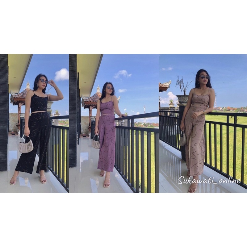 Set Tanktop Motif Rayon Bali / One Set Tanktop Motif Cacing