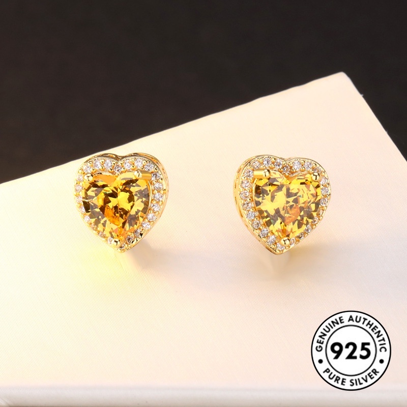 Anting Tusuk Sterling Silver 925 Desain Hati Elegan Untuk Wanita