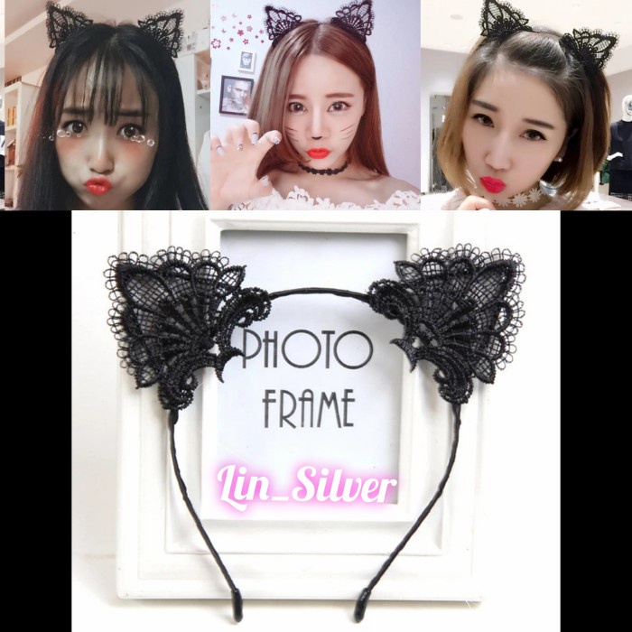 Bando Telinga / Kuping Kucing Hitam wanita / perempuan / anak