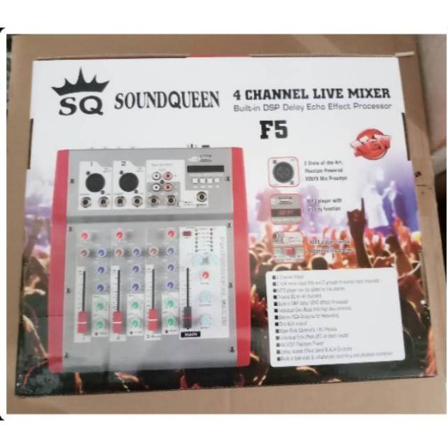 Mixer audio F5 soundqueen 4 channel usb + echo delay