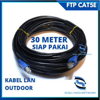 30 METER  KABEL LAN FTP CAT5E OUTDOOR BLACK SIAP PAKAI (RJ45 BESI +PLUGBOOTH)