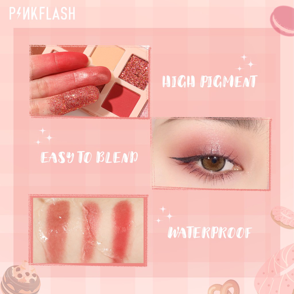 PINKFLASH PinkDessert 12 Shades Eyeshadow Palette High Pigment And Smooth Powder Long Lasting / BS