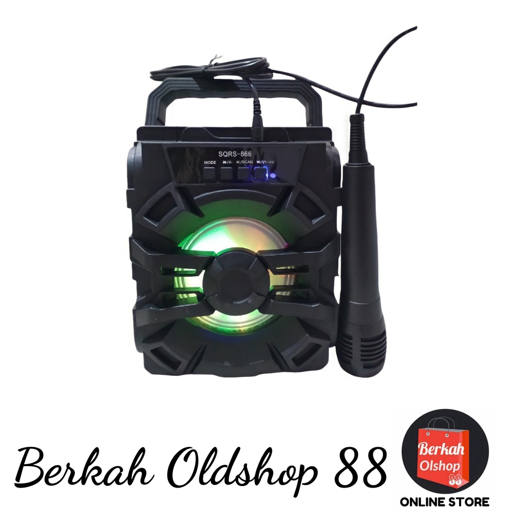 Berkah Oldshop 88 - Speaker Bluetooth Sqrs 866 Bonus Mic/Salon Aktif Portable Radio Fm/Speaker Wireless Led