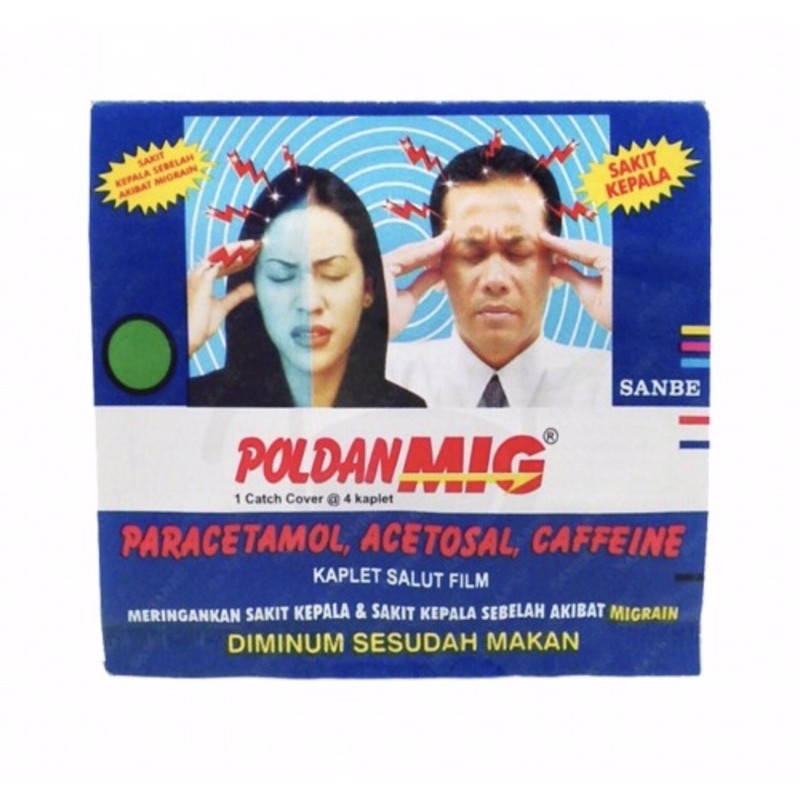 Poldanmig strip 4 tablet ( obat sakit kepala migrain )