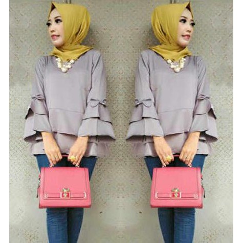 [Blouse Nasya varian warna  SW] blouse wanita wolly crepe TOSCA/ABU/MOCCA/MARON/BROKENWHITE/NAVY