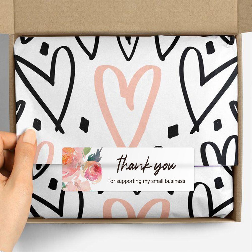 Solighter 100 Pcs/bag Thank You Stiker Komoditi Hadiah Dekorasi Bisnis Kecil Stiker Scrapbooking Pernikahan Perekat Diri Label Stiker