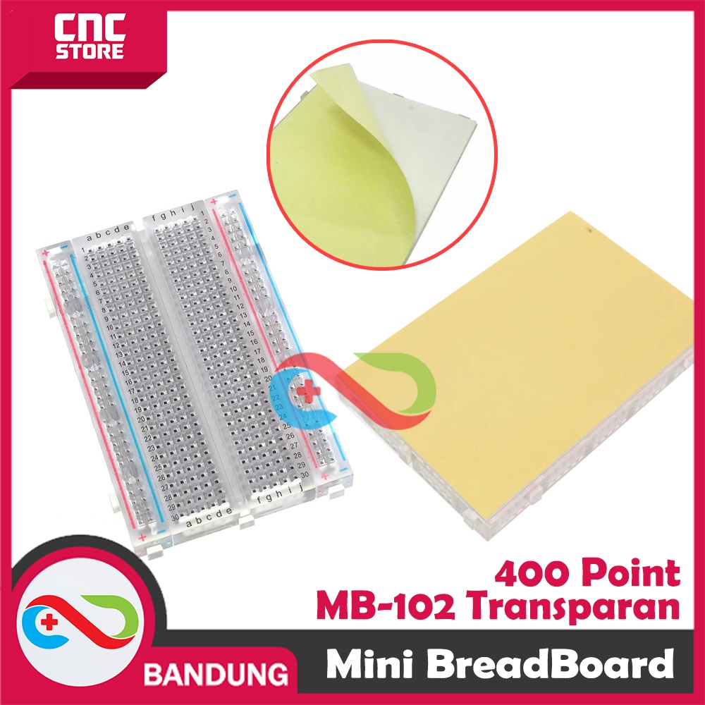 MINI BREADBOARD 400P TRANSPARAN PAPAN PERCOBAAN PROTOBOARD MB-102 DIY