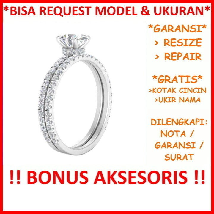 Gratis Ukir Nama Bisa Pesan Model Garansi Silver Asli Cincin Wanita Perak Kawin Nikah Tunangan Id457