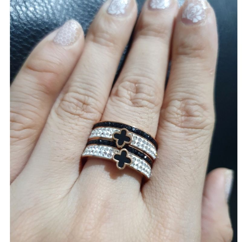 Cincin Titanium Asli Rosegold Mata Kilau Premium Quality Anti karat anti alergi Ring Stainless steel 7919