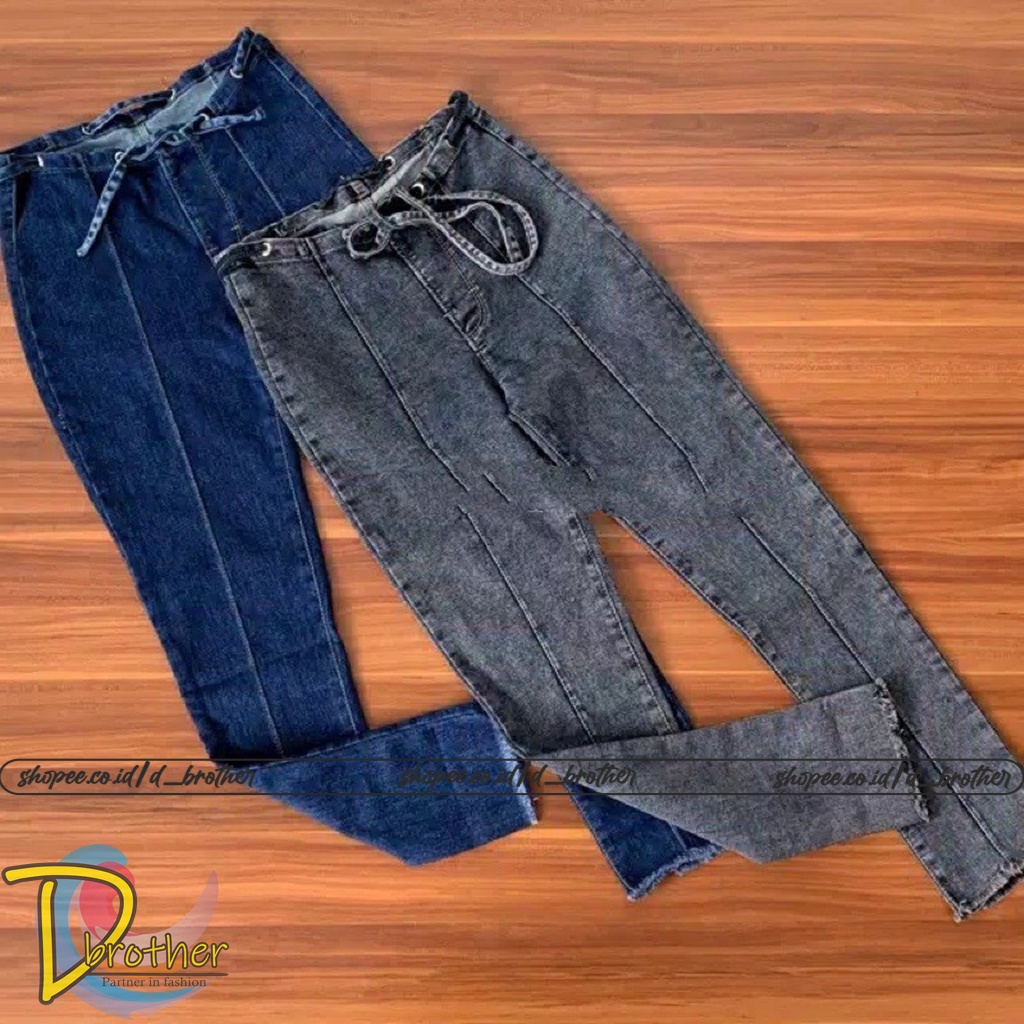 ZOLA High Waist Jeans RAWIS Pinggang Tali 1802 HW Tulang Pinggang Tali RUMBAY