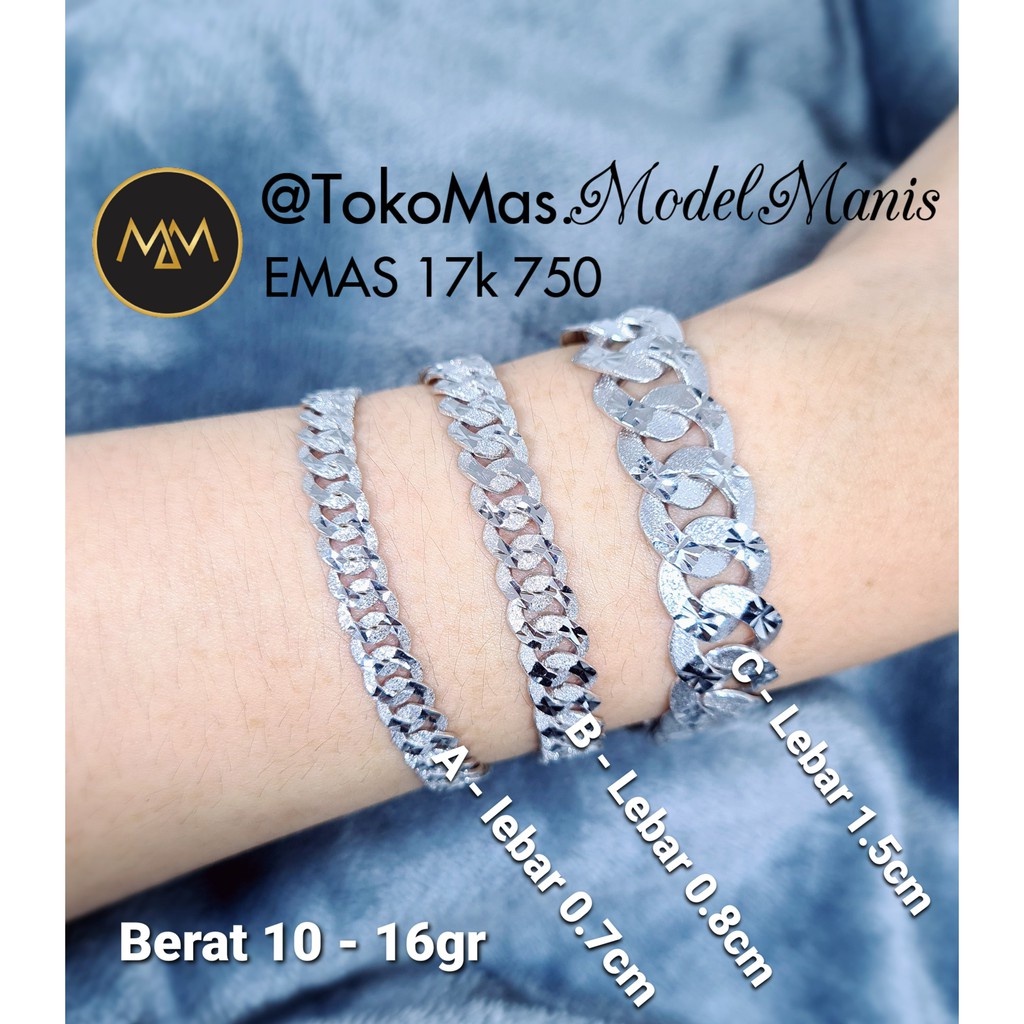 Jual Gelang Sisik Naga emas putih model baru kombinasi Doff pasir 750