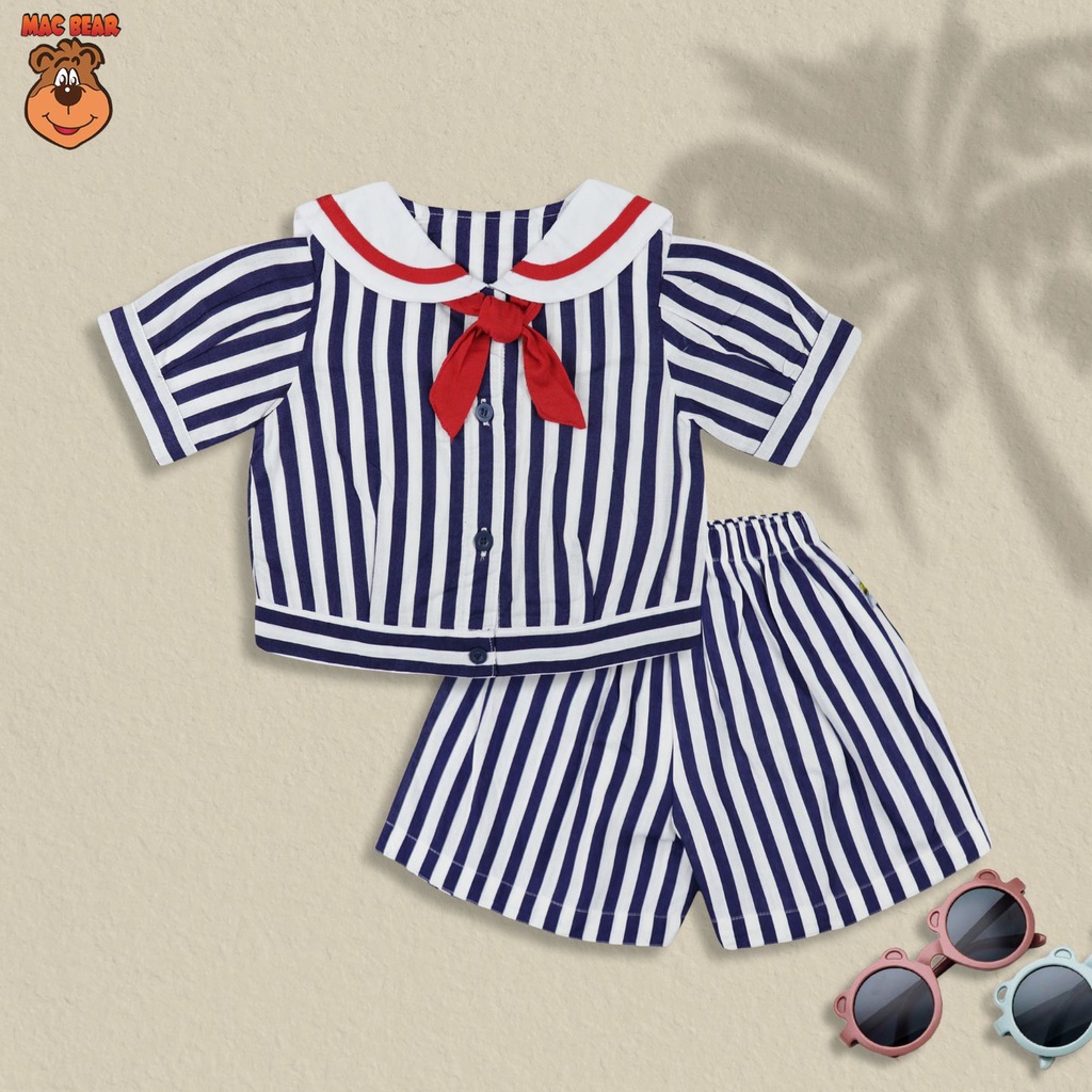 MacBee Setelan Anak Perempuan Sailor Collection Bethari Stripe Carren 6 bulan - 12 tahun-Navy