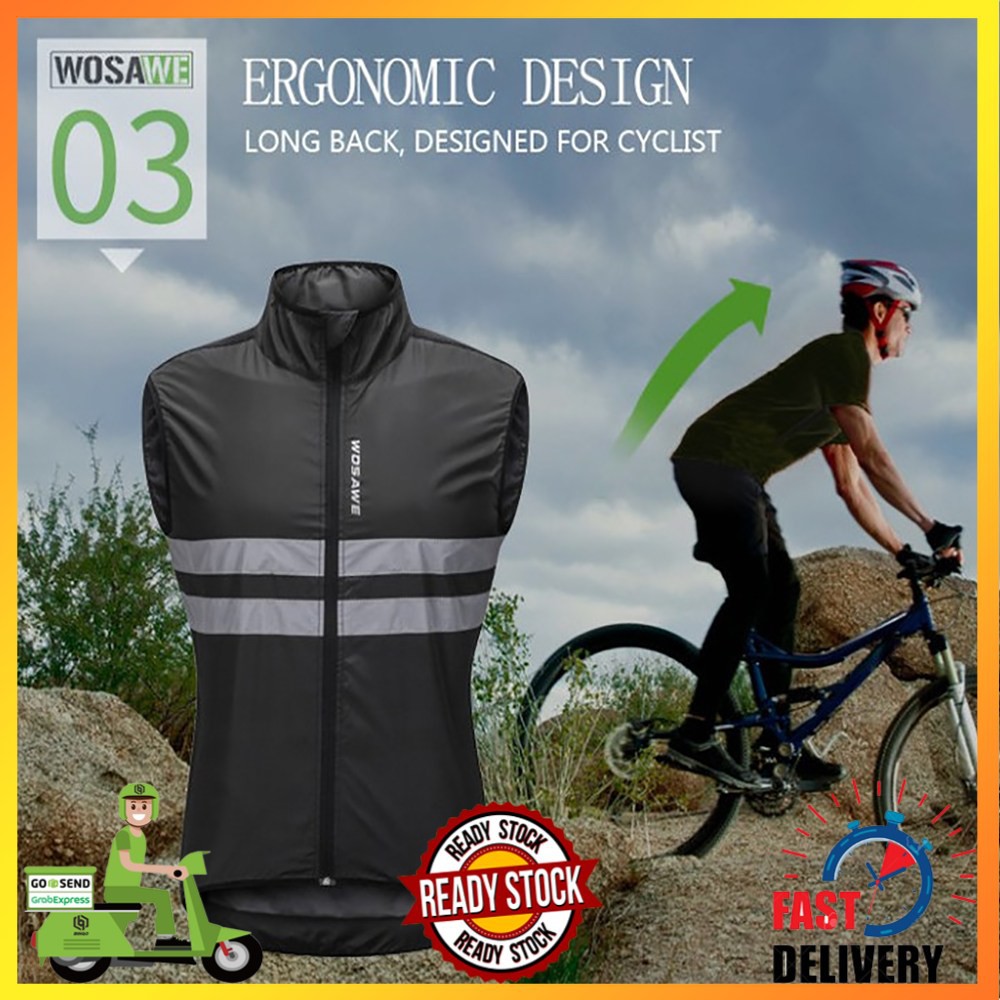 Jaket rompi sepeda windproof reflektif Brand WOSAWE