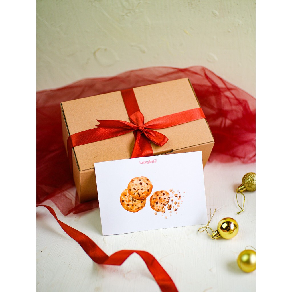 Hampers / Gift Box / Kado - Oatmeal Cookies 2 Jar + FREE Greeting Card + Pita + Bubble Wrap | LUCKYBITE