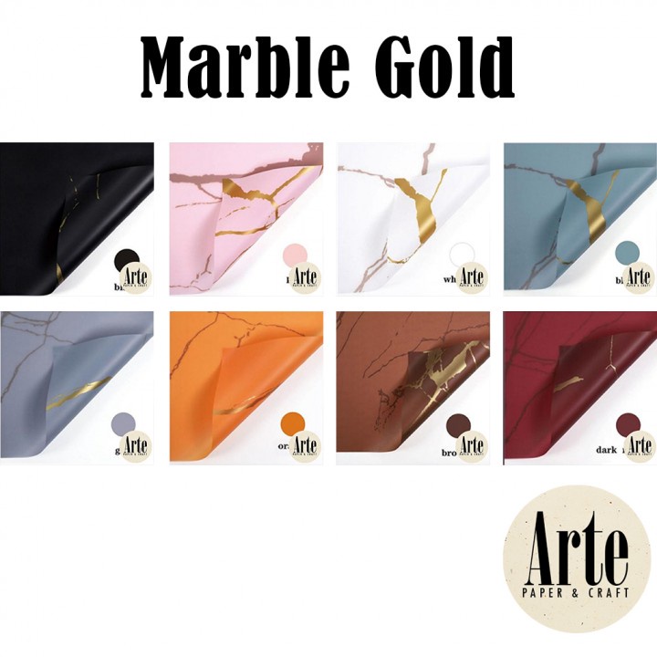 

iDk90 20 Lembar Cellophane Marble Gold Kertas Buket Korea Bunga Flower Wrapping Paper Kado Arte