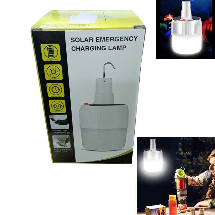 OBES Lampu Gantung Bohlam LED Solar Panel Lamp Hanging Night Light 80W