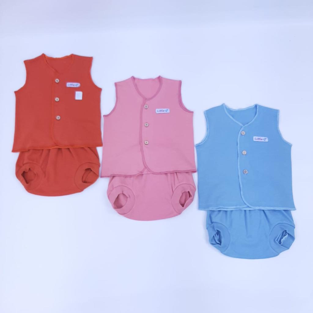 Setelan Baju Bayi Lengan Kutung + Celana Pop Girl 3 Pcs - Setelan Baju Bayi Little Queen