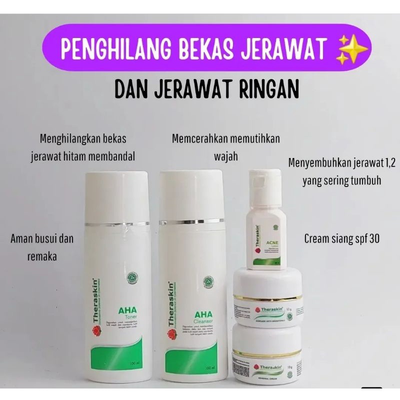 Paket penghilang bekas jerawat dan jerawat ringan theraskin