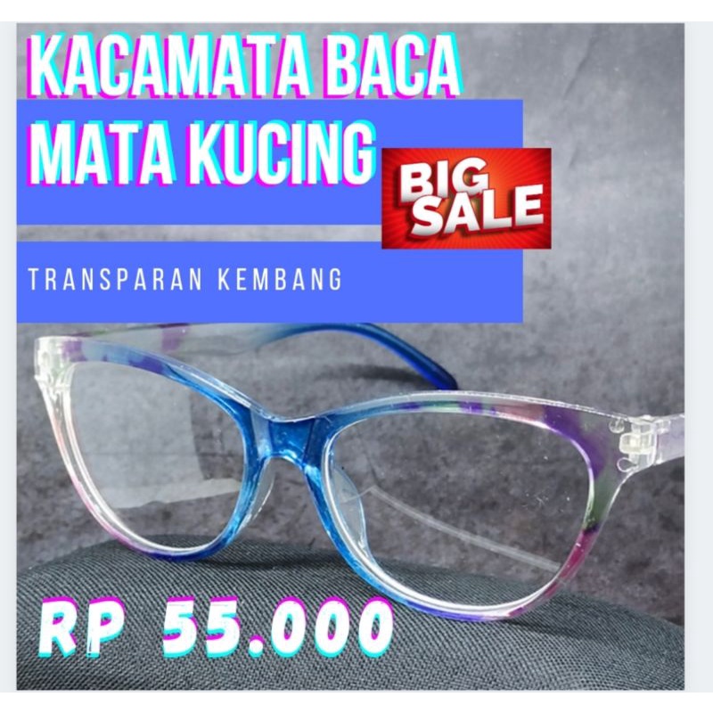 kacamata Cat eye Baca Plus TransparanMotif