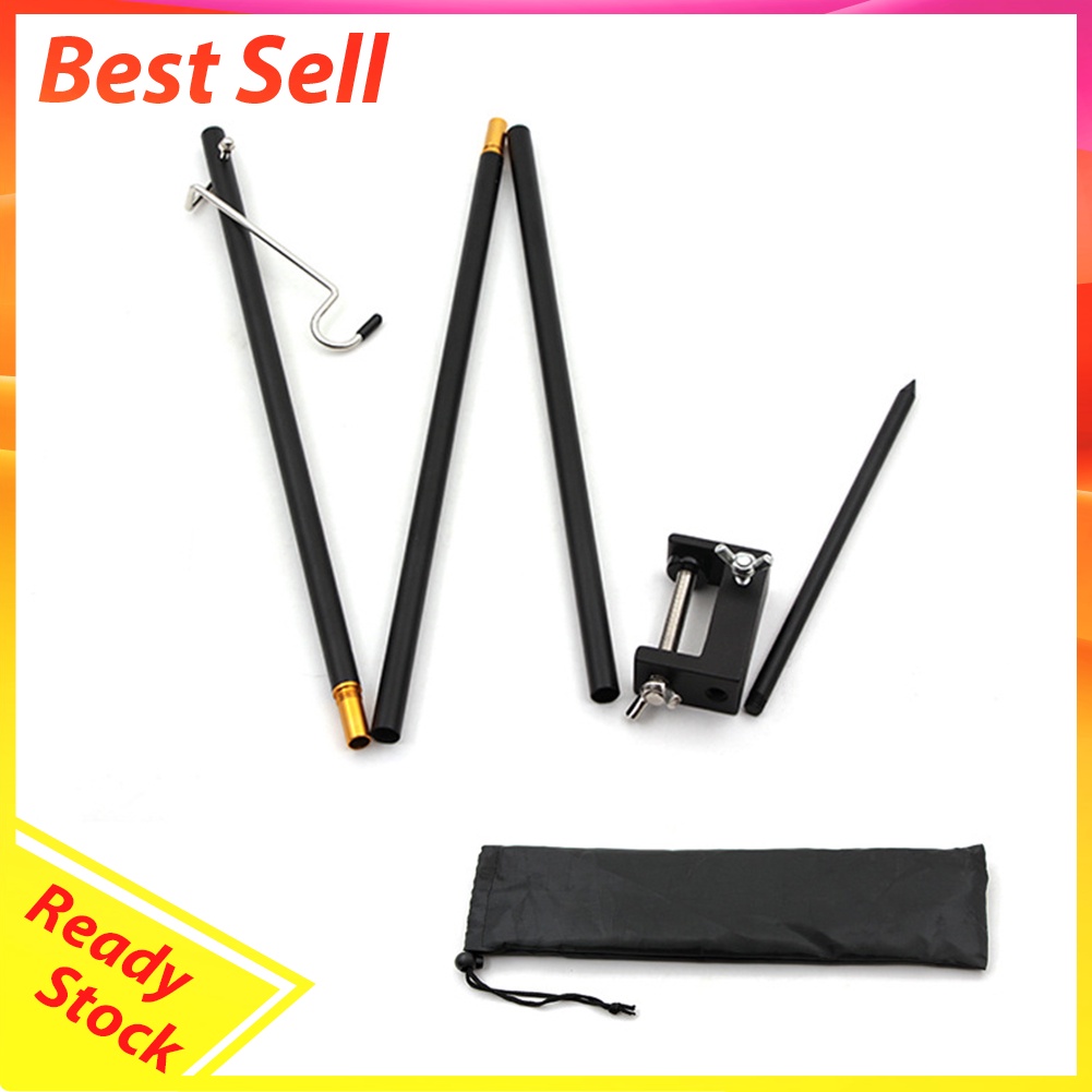 Aluminum Folding Lamp Pole Camping Bracket Hook Outdoor Light Stand Tripod