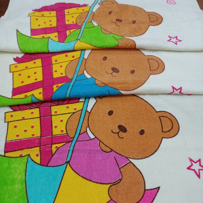 Handuk Mandi Bayi / Handuk Anak merk Twin Motif Teddy Bear size Besar 60x120