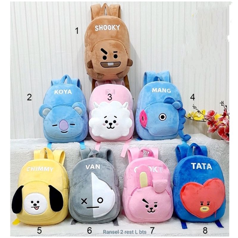 COD Tas ransel anak paud BTS bt21 koya  shooky tata  rj chimmy  van tas sekolah