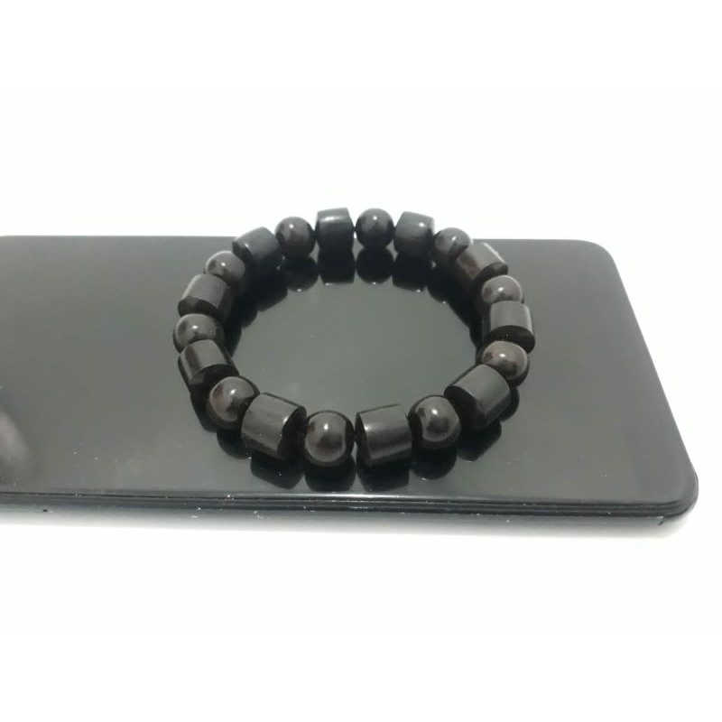gelang kayu galih stigi hitam bulat tabung