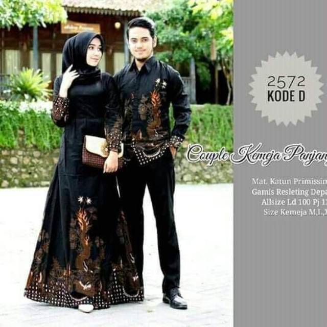  Baju  Gamis  Batik Couple  Kemeja Panjang Kekinian Bahan  