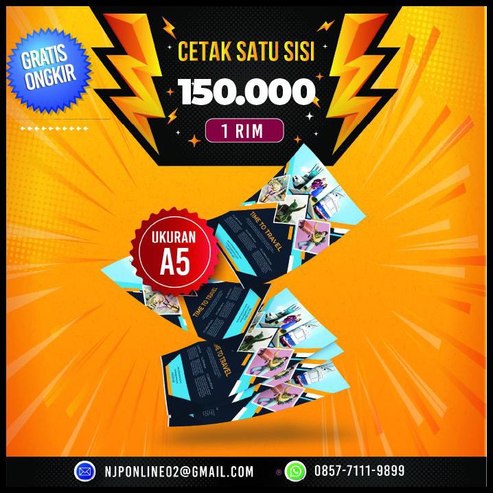 

Cetak Brosur A5 (1 Sisi ) 1 Rim / 500 Lbr | Art Paper 120 Gr Murah !