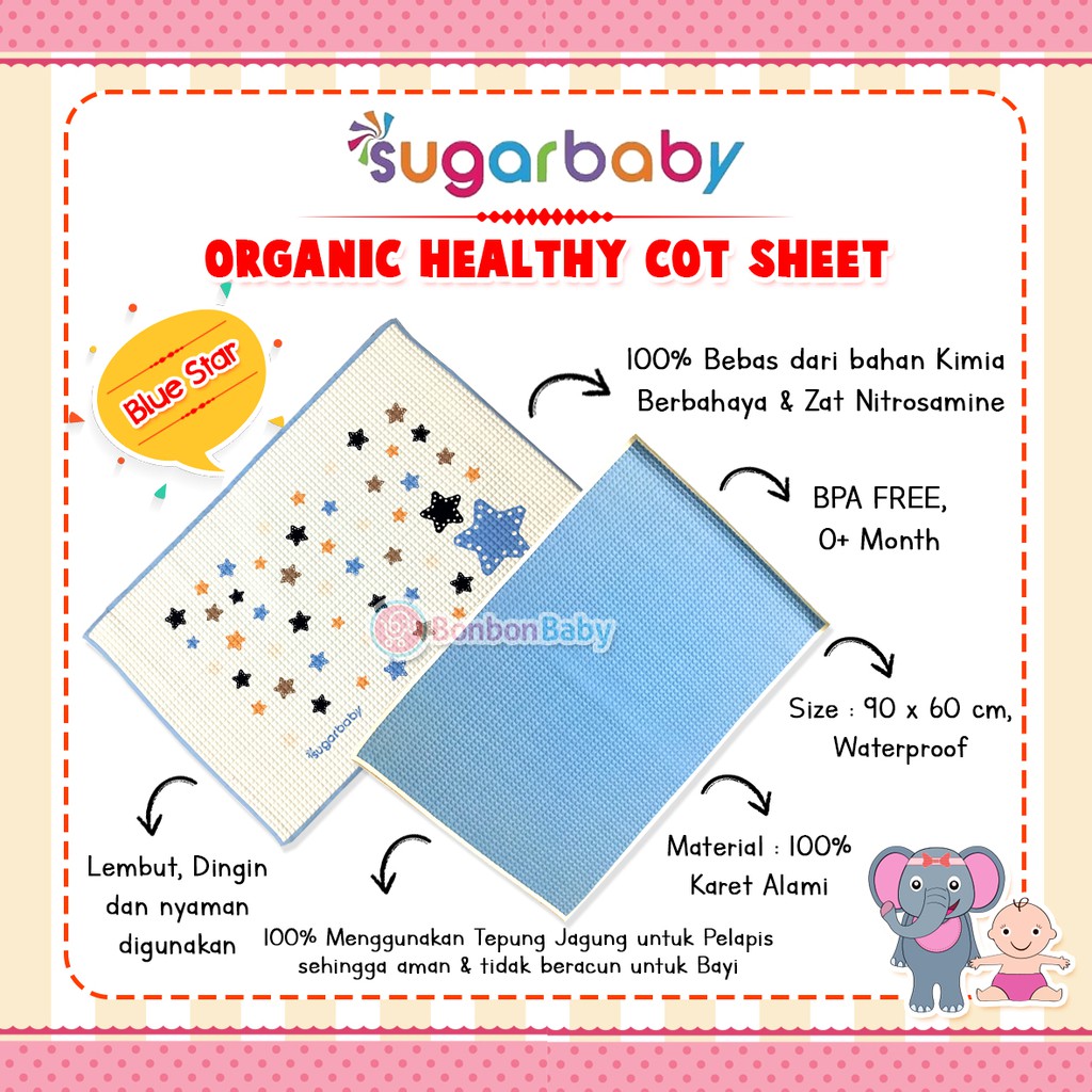 Perlak Karet Motif Polos Sugar Baby Crown Snuggle Mastela