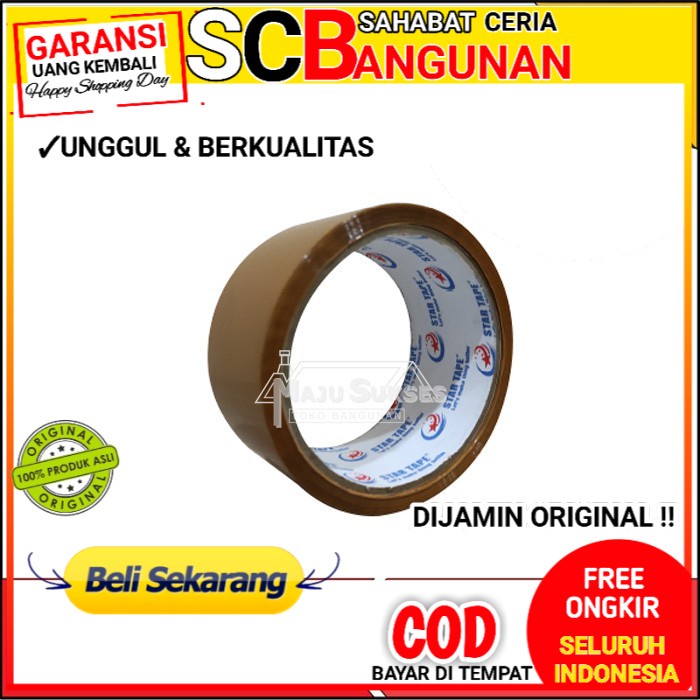 

Solasi Lakban isolasi solatip Coklat STAR TAPE 2" per tabung 6 roll 2 " inch Termurah