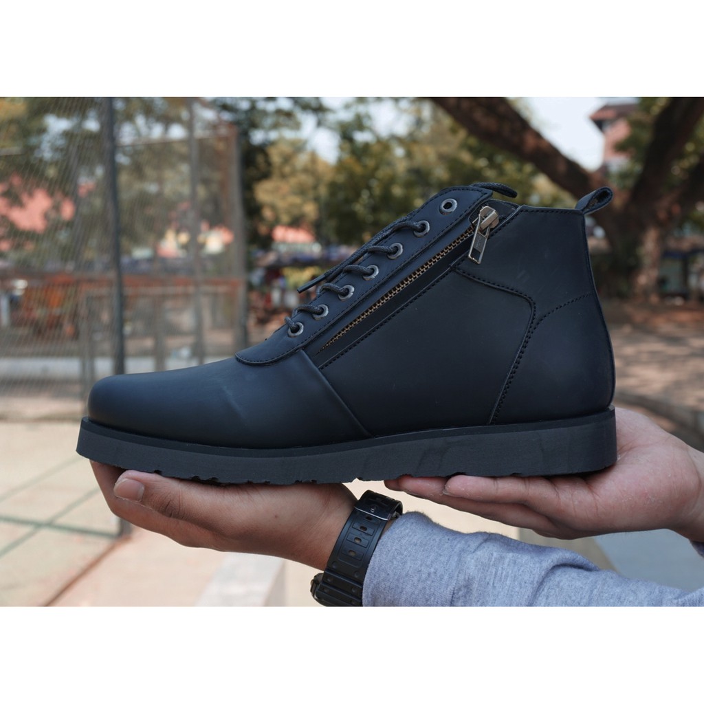 Stevy Black | Sepatu Boots Boot Klasik Pria Cowok Lokal Footwear Asli | FORIND x BARNUM