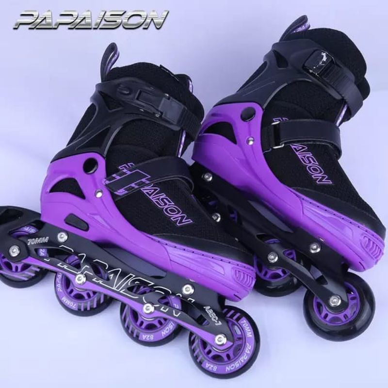 SEPATU RODA Anak &amp; Dewasa, inline skates Ungu &amp; Hitam.