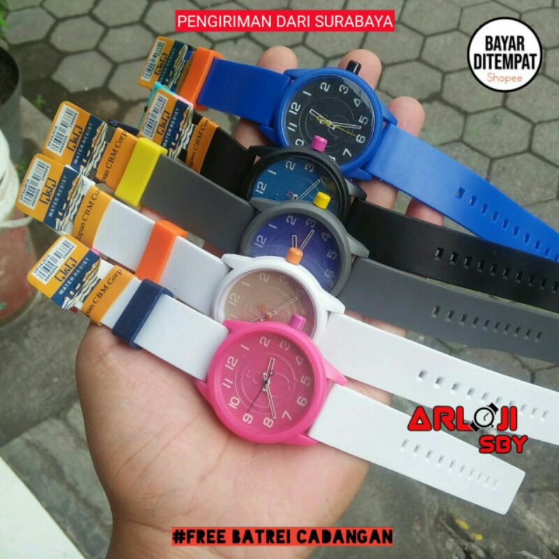 JAM TANGAN WANITA QQ SMILE RAINBOW 40MM ANALOG FREE BATREI