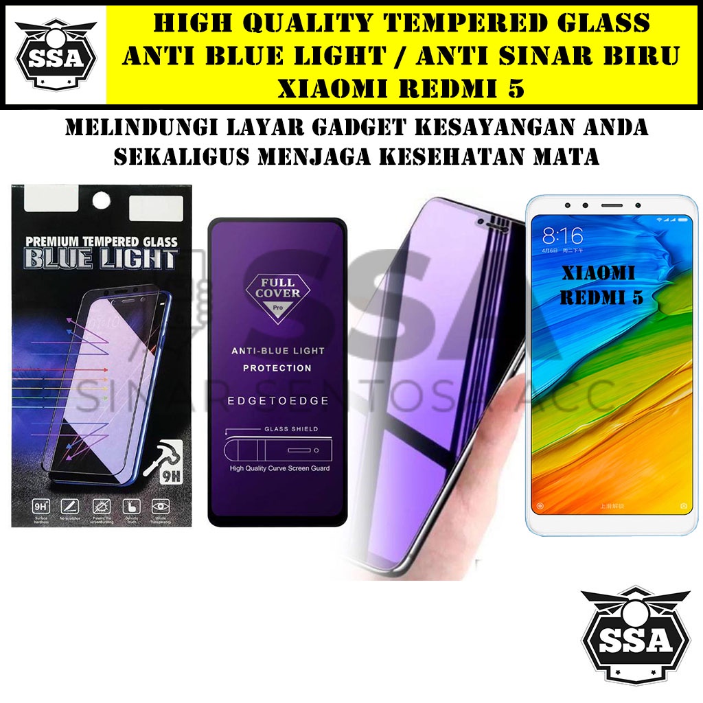 Tempered Glass Xiaomi Redmi 5 Anti Blue Light Anti Sinar Biru Ori Original Hp Pelindung Layar Temper Anti Lecet Gores TG Murah Berkualitas