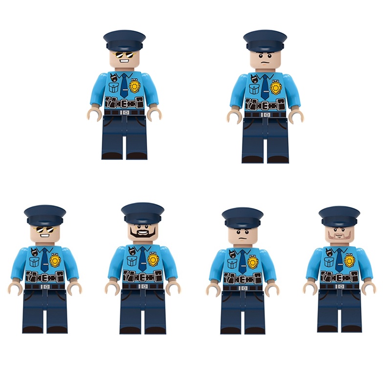 Set Figura Polisi Blok Bangunan Untuk Bermain Imajinatif 6pcs Dengan Fitur Realistis