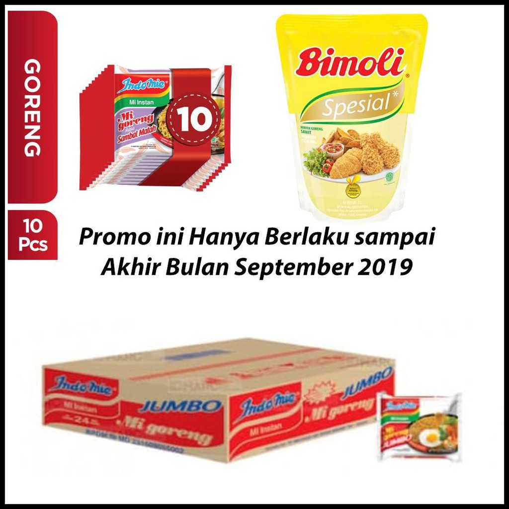 

Jual Jual Paket Indomie Jumbo - Indomie Sambal - Minyak