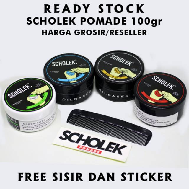 SCHOLEK POMADE KEMASAN BESAR 100gr | OILBASED GRATIS SISIR DAN STIKER