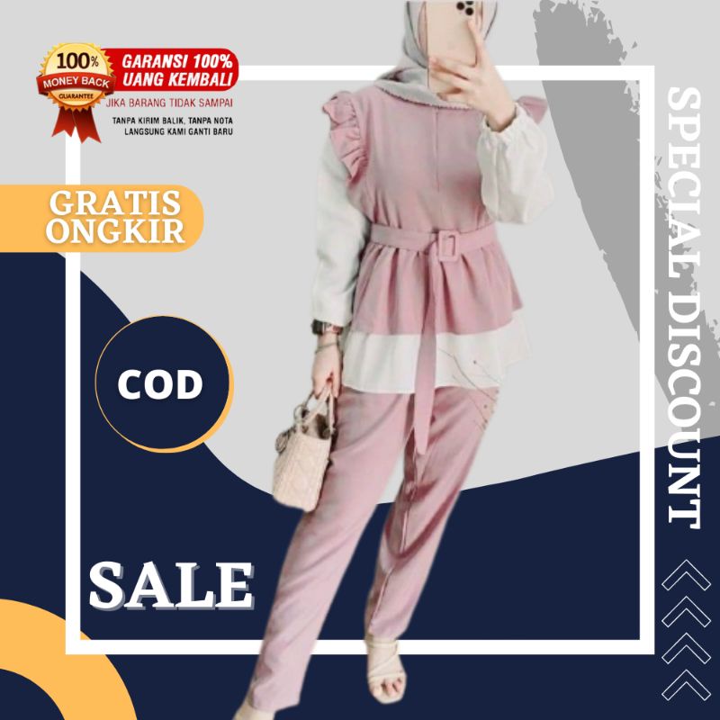 Baju Setelan Wanita kekinian fashion muslim remaja terbaru setelan tunik dan celana cantik modren