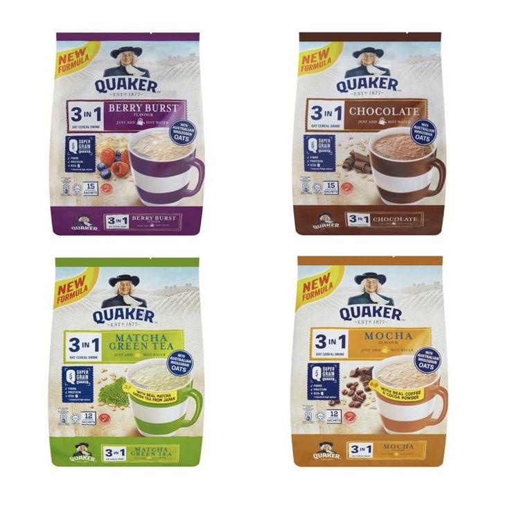 

A8J Quaker 3 in 1 Oat Cereal drink Matcha / Berry Burst / Chocolate ecer Barangmelimpah