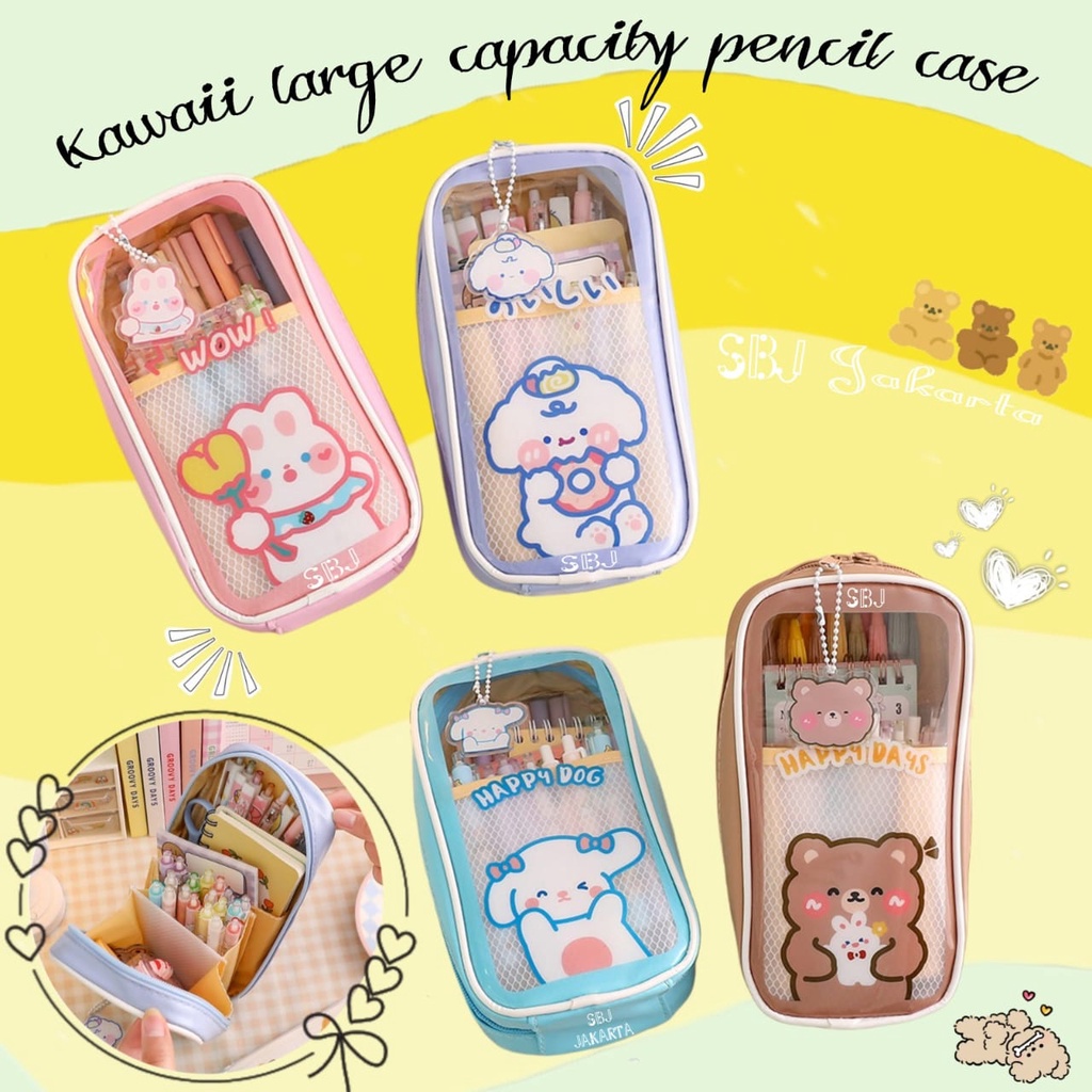 Tempat pensil anak perempuan cewek Pencil case besar waterproof Kawaii Kotak Pensil Japanese design