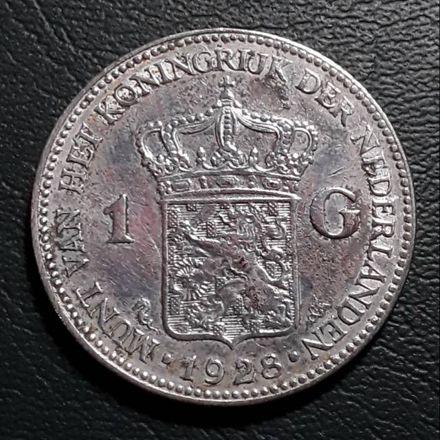 Koin Silver 1 Gulden 1928 Wihelmina