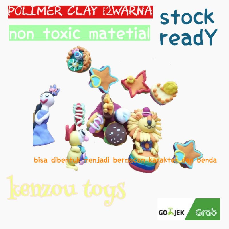 mainan anak lilin polymer claY isi 12 perkantong