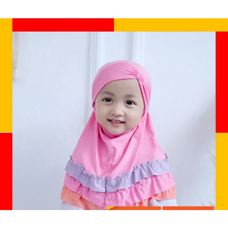 JILBAB ANAK BAYI LUCU 0-3 TAHUN LOL LED MUSIK / HIJAB BAYI ARSYI PELANGI LOL LED MUSIK