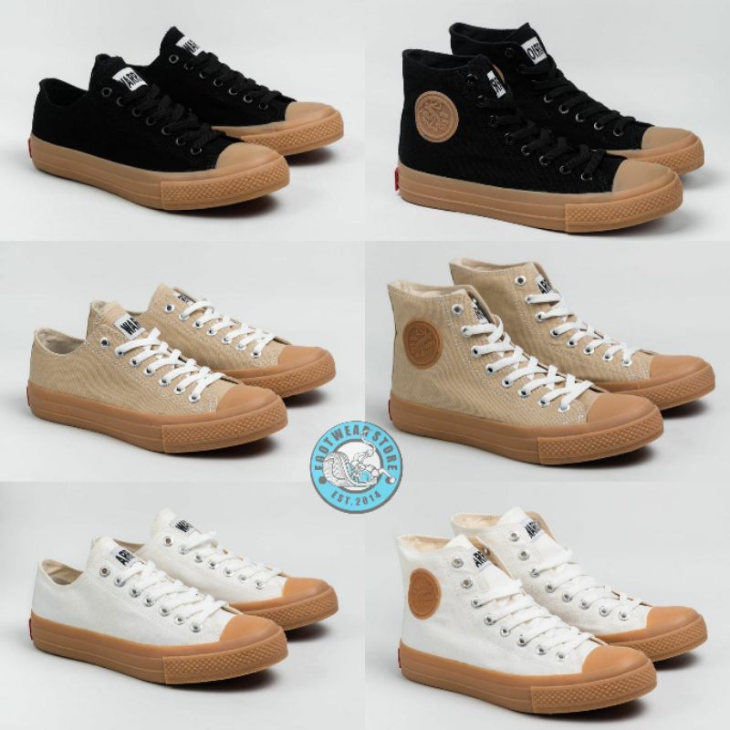 WARRIOR NEO SPARTA GUM LOW & HIGH BLACK / CREAM / WHITE (BERGARANSI KOMPLIT)
