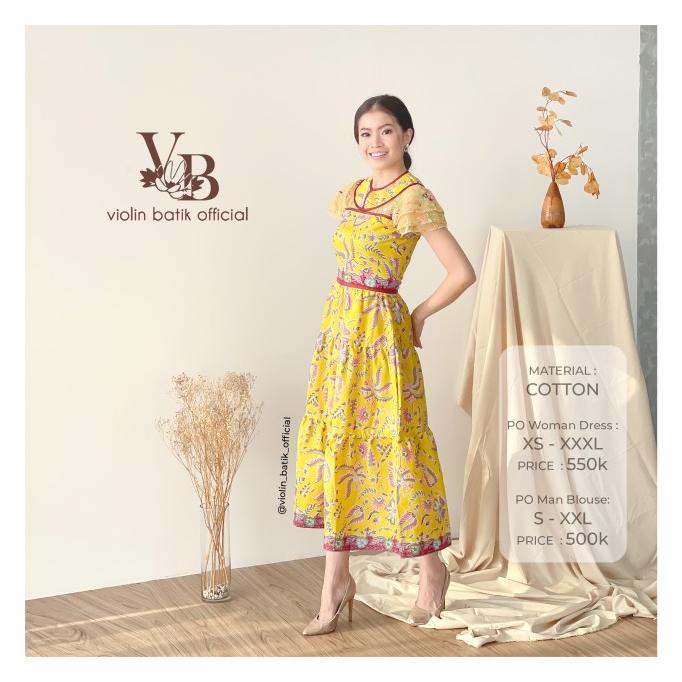 Dress Batik Tanduk Chic Yellow - Violin Batik