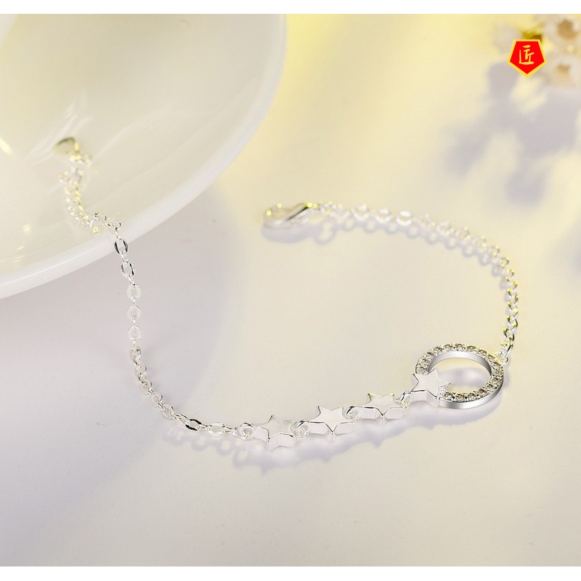 [Ready Stock]Silver Shining Five-Pointed Star Anti-Allergy Bracelet