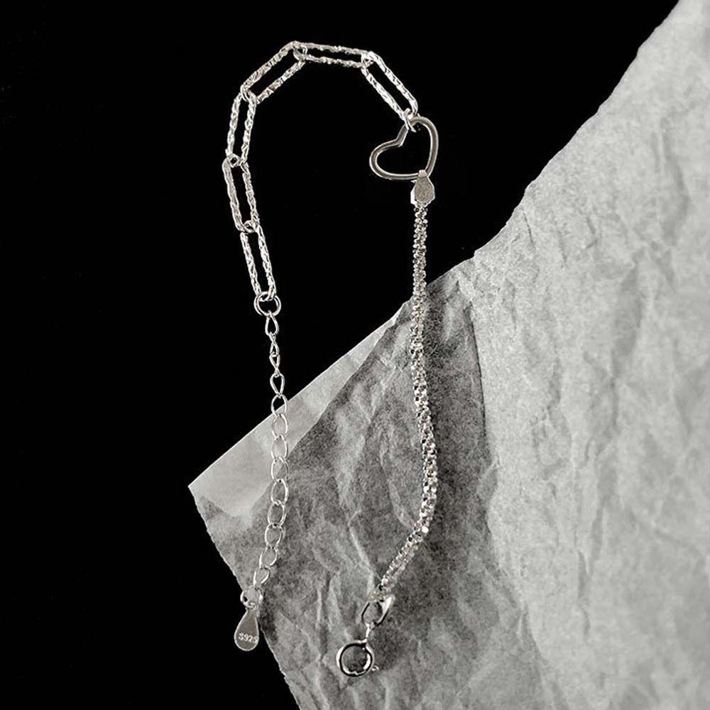 Gelang Rantai Desain Hati Gaya Vintage Untuk Pria Dan Wanita