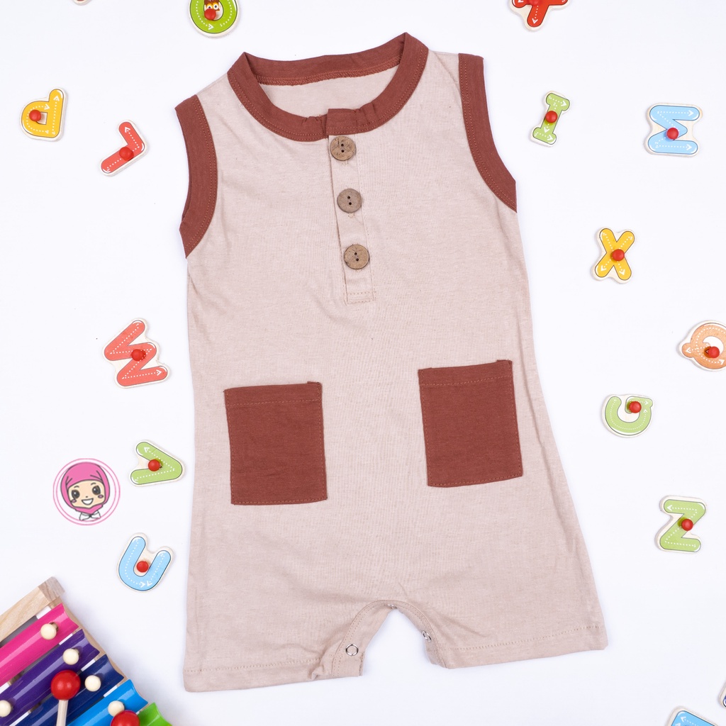 Lullaby Pocket Jumper Bayi 0-2 Tahun | Pocket Button Playsuit Romper Bodysuit Baju anak-5